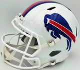 Bruce Smith Autographed Buffalo Bills White Full Size Speed Replica Helmet Beckett BAS Witness Stock #267561