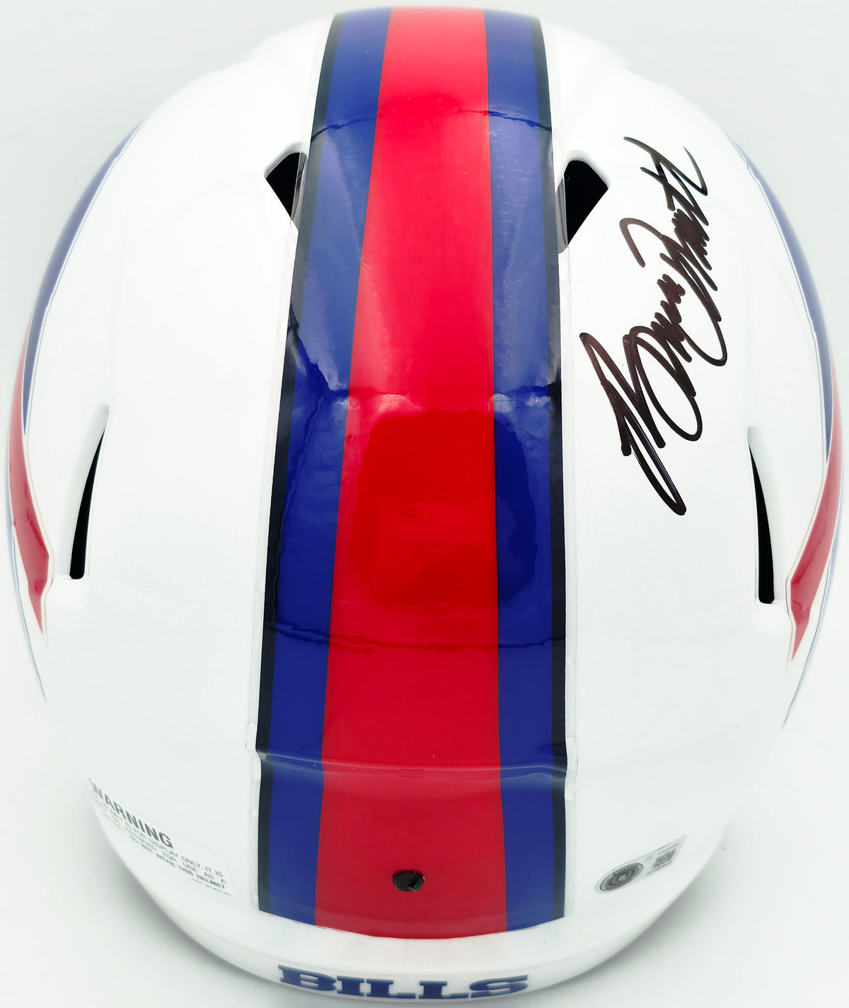 Bruce Smith Autographed Buffalo Bills White Full Size Speed Replica Helmet Beckett BAS Witness Stock #267561