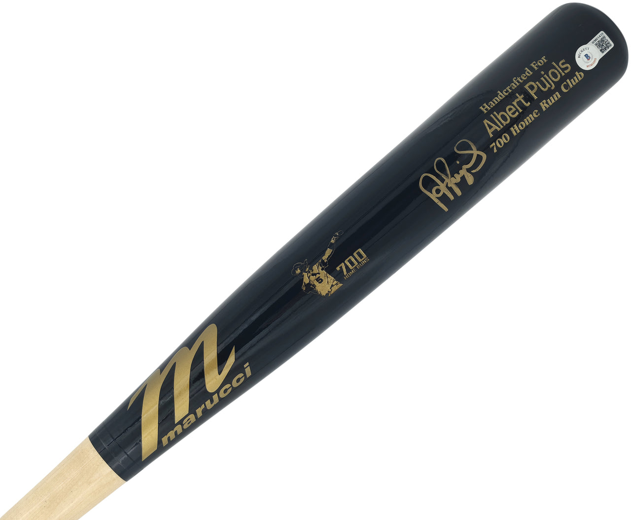 Albert Pujols Autographed Black Marucci 700 Home Run Club Engraving Baseball Bat St. Louis Cardinals Beckett BAS Witness Stock #252443