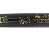 Albert Pujols Autographed Black Marucci 703 Career Home Run Engraving Baseball Bat St. Louis Cardinals Beckett BAS Witness Stock #252444