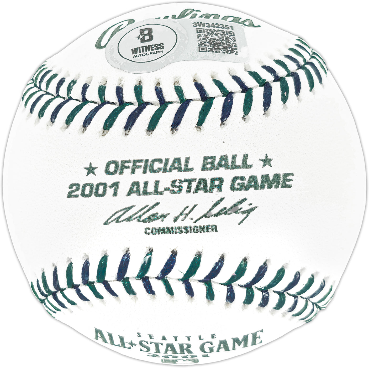 Albert Pujols Autographed Official 2001 All Star Game Logo MLB Game Baseball St. Louis Cardinals Beckett BAS Witness Stock #252449