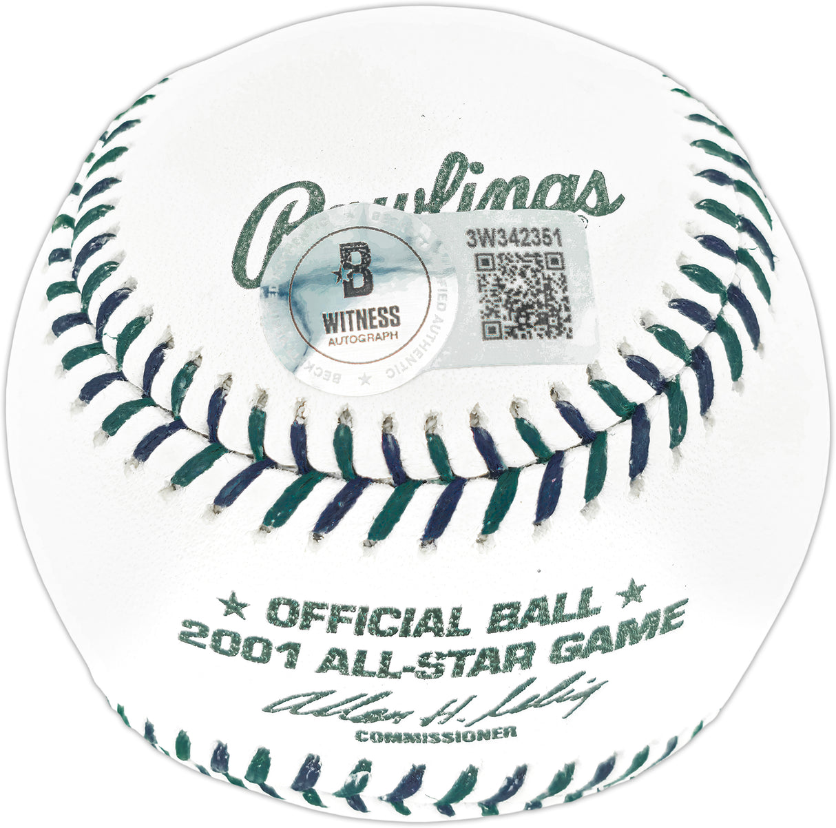 Albert Pujols Autographed Official 2001 All Star Game Logo MLB Game Baseball St. Louis Cardinals Beckett BAS Witness Stock #252449
