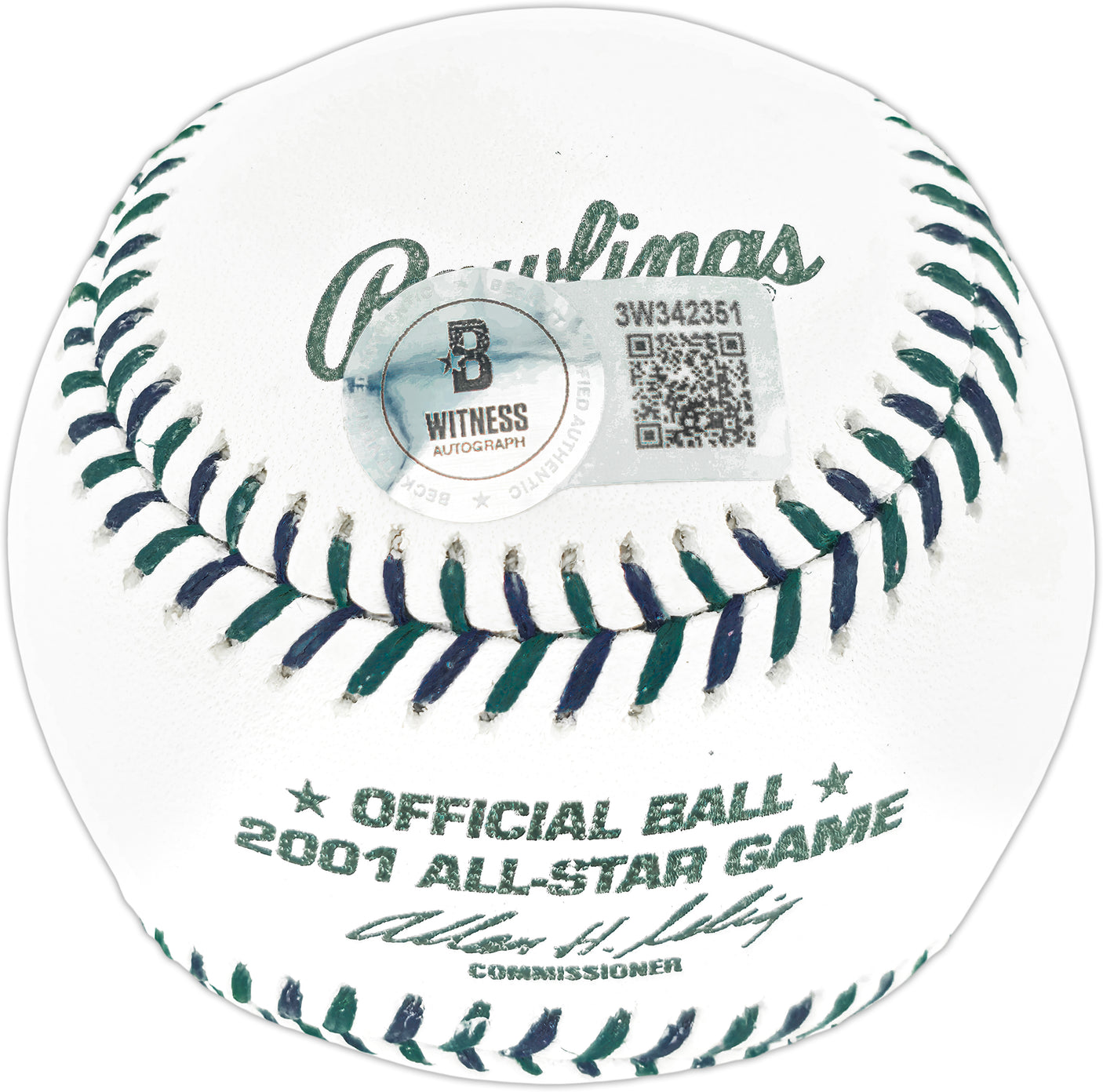 Albert Pujols Autographed Official 2001 All Star Game Logo MLB Game Baseball St. Louis Cardinals Beckett BAS Witness Stock #252449