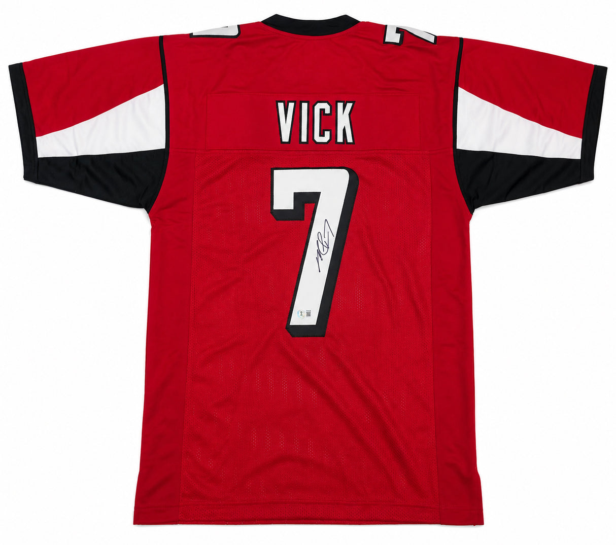Atlanta Falcons Michael Vick Autographed Red Jersey Beckett BAS Witness Stock #267501