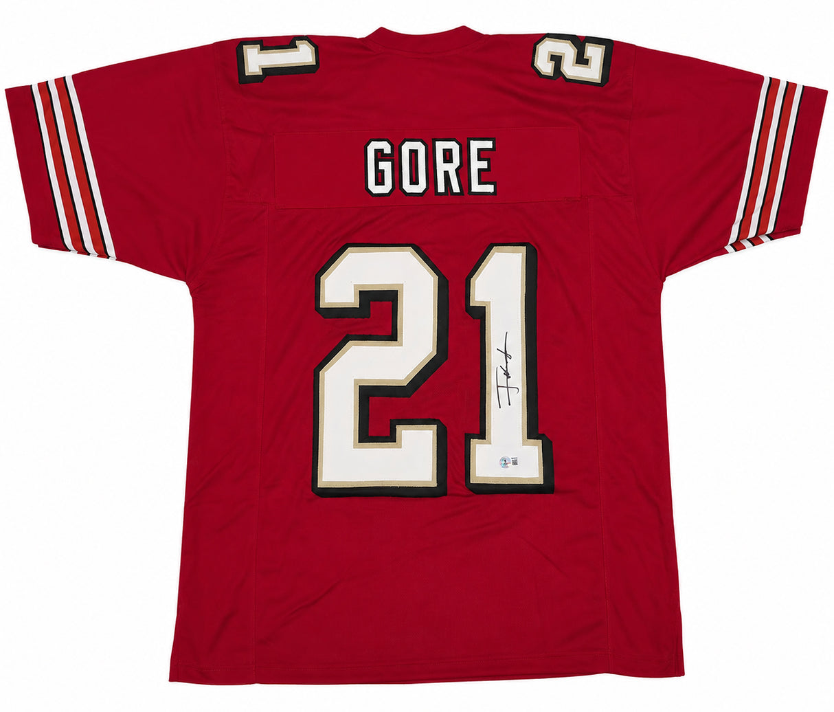 San Francisco 49ers Frank Gore Autographed Red Jersey Beckett BAS Witness Stock #267388