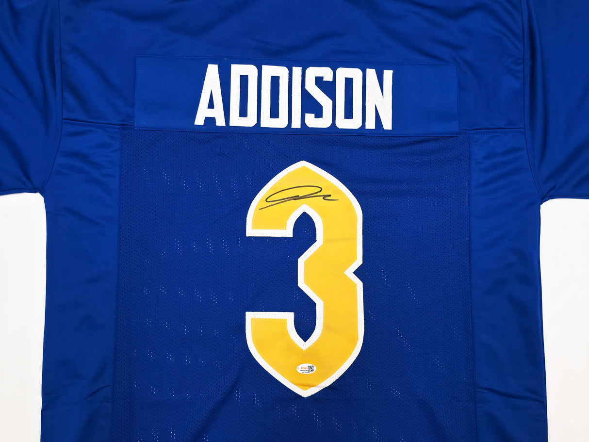 Pittsburgh Panthers Jordan Addison Autographed Blue Jersey JSA Witness Stock #267435