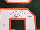 Miami Hurricanes Ray Lewis Autographed Green Jersey JSA Witness Stock #267396