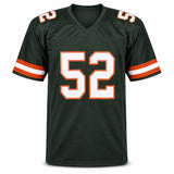 Miami Hurricanes Ray Lewis Autographed Green Jersey JSA Witness Stock #267396