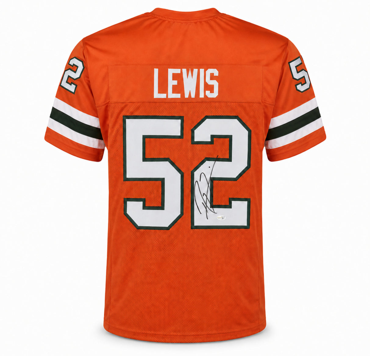 Miami Hurricanes Ray Lewis Autographed Orange Jersey JSA Witness Stock #267397