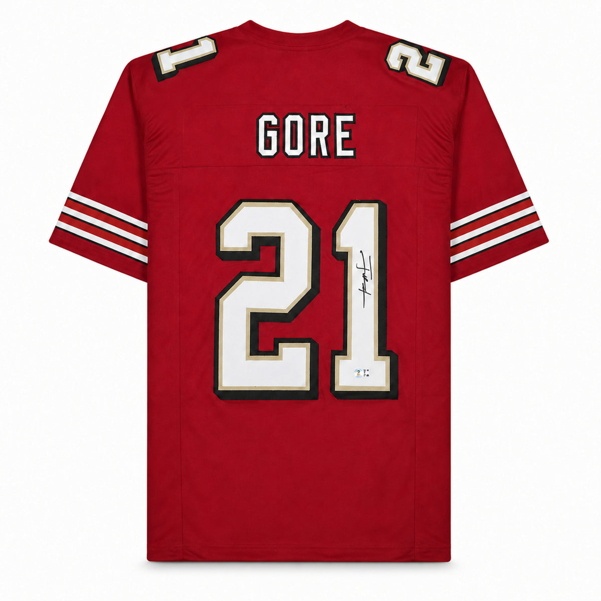 San Francisco 49ers Frank Gore Autographed Red Jersey Beckett BAS Witness Stock #267389