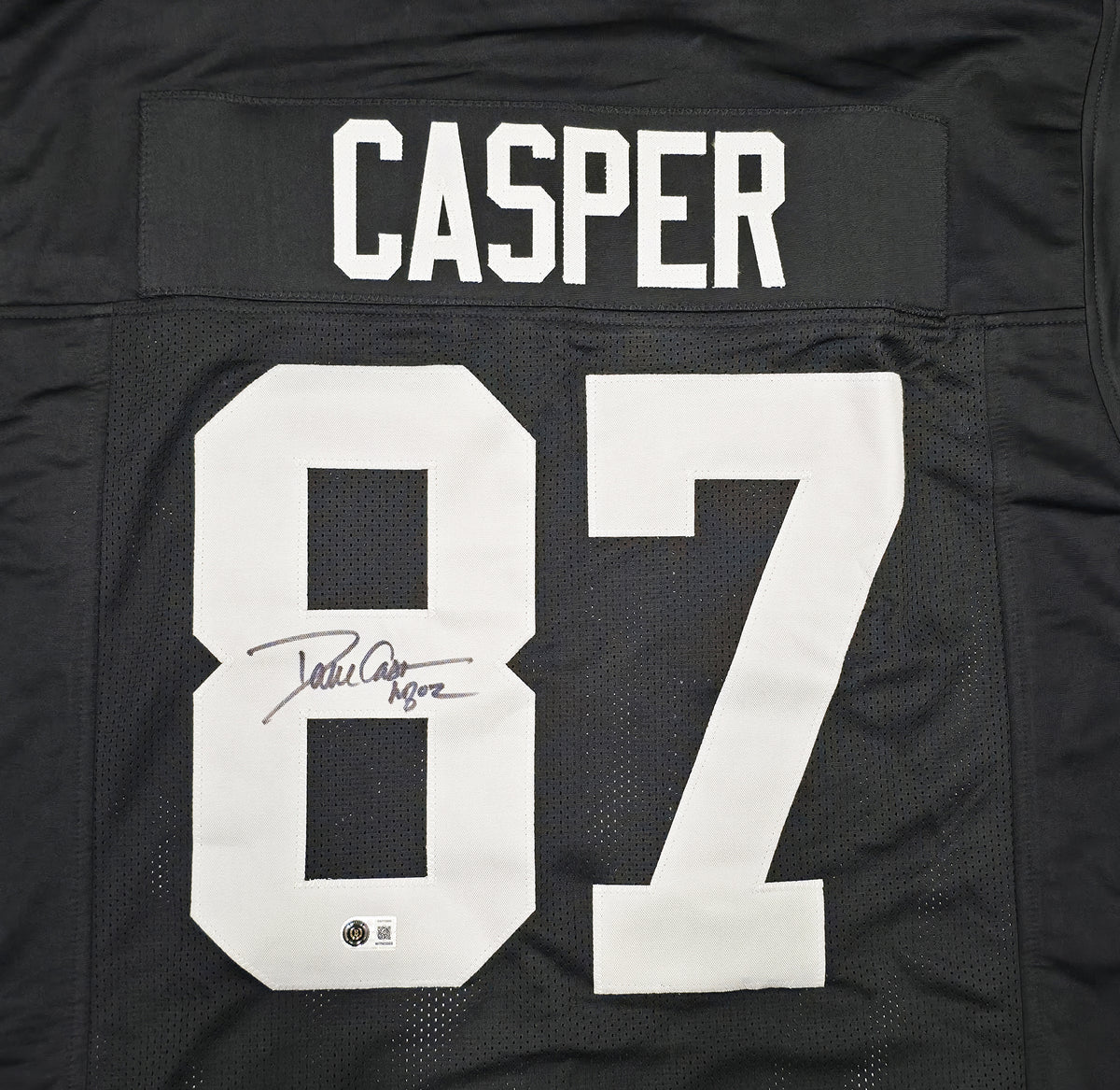 Oakland Raiders Dave Casper Autographed Black Jersey "HOF 02" Beckett BAS Witness Stock #267462