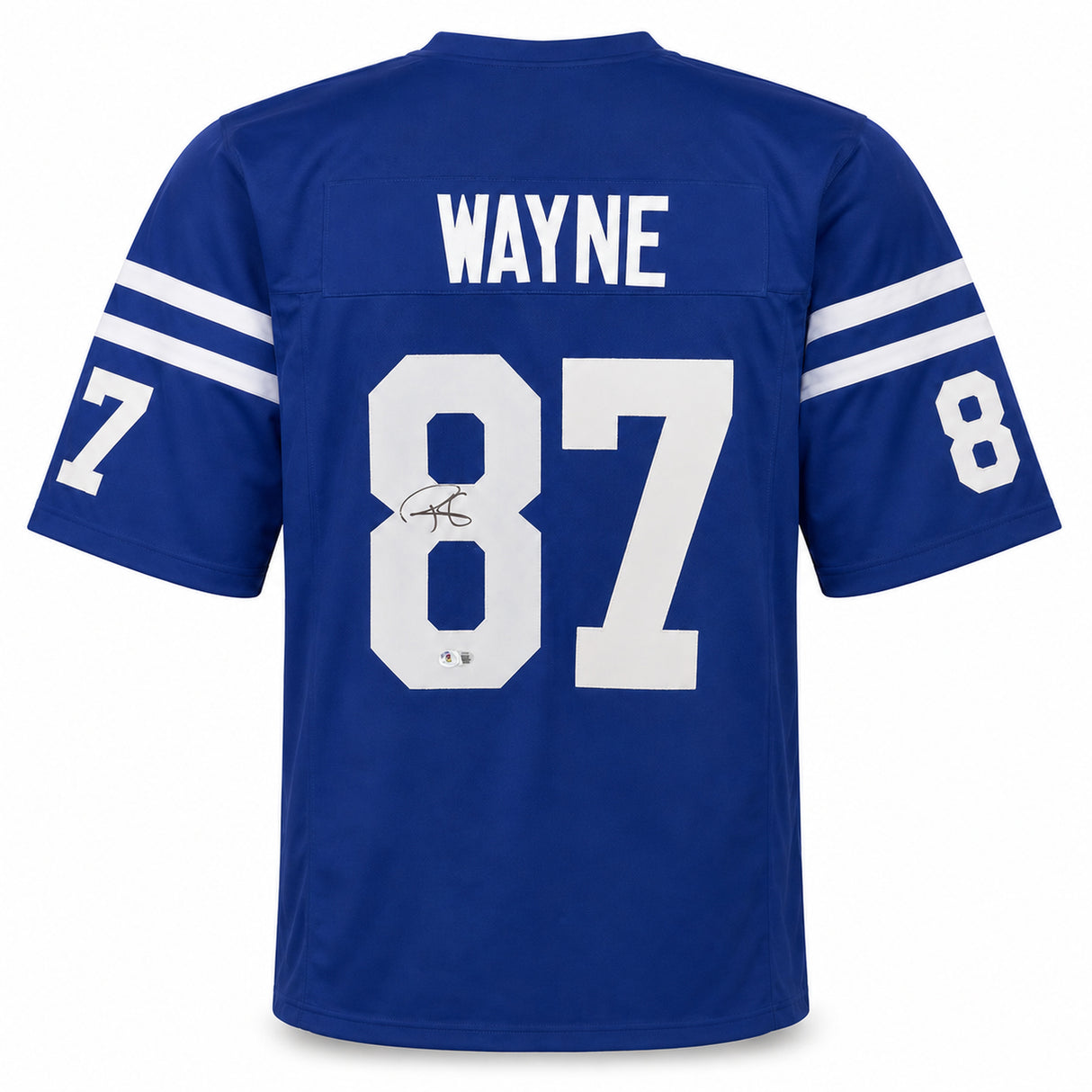 Indianapolis Colts Reggie Wayne Autographed Blue Jersey Beckett BAS Witness Stock #267403