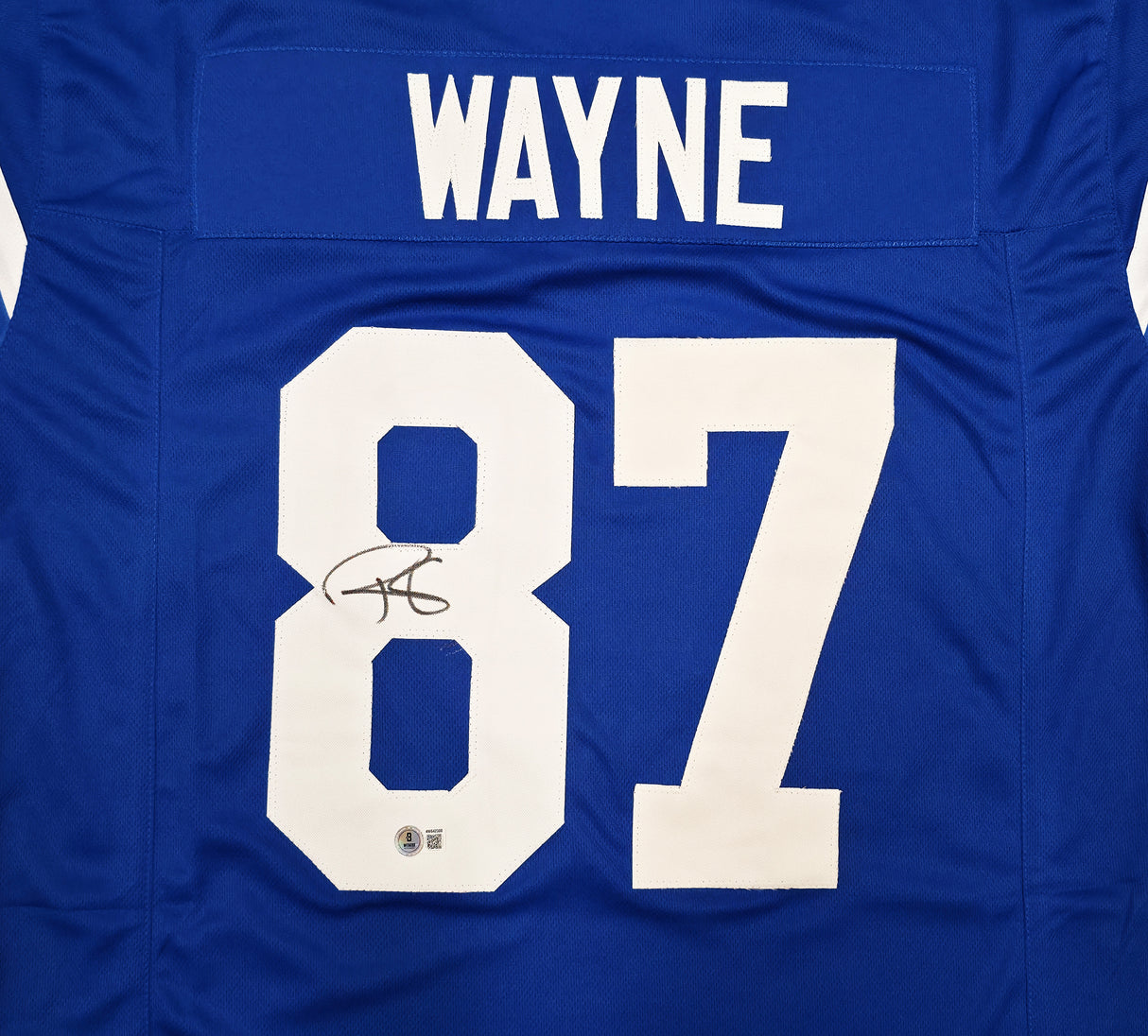 Indianapolis Colts Reggie Wayne Autographed Blue Jersey Beckett BAS Witness Stock #267403