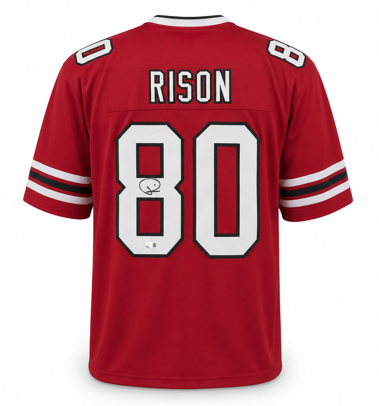 Atlanta Falcons Andre Rison Autographed Red Jersey Beckett BAS Witness Stock #267401