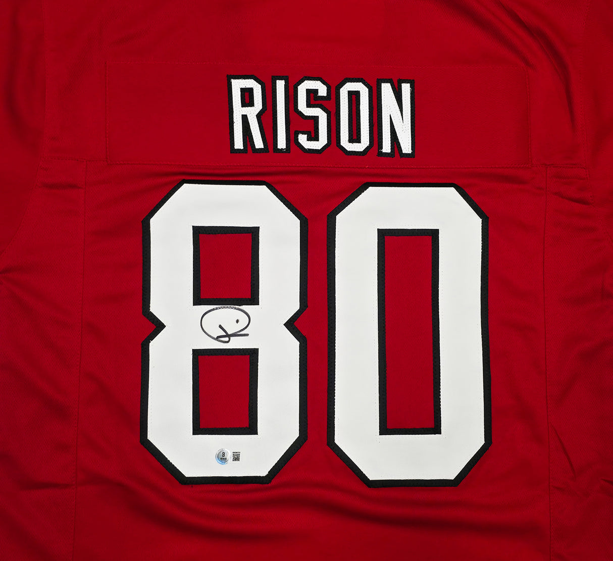 Atlanta Falcons Andre Rison Autographed Red Jersey Beckett BAS Witness Stock #267401