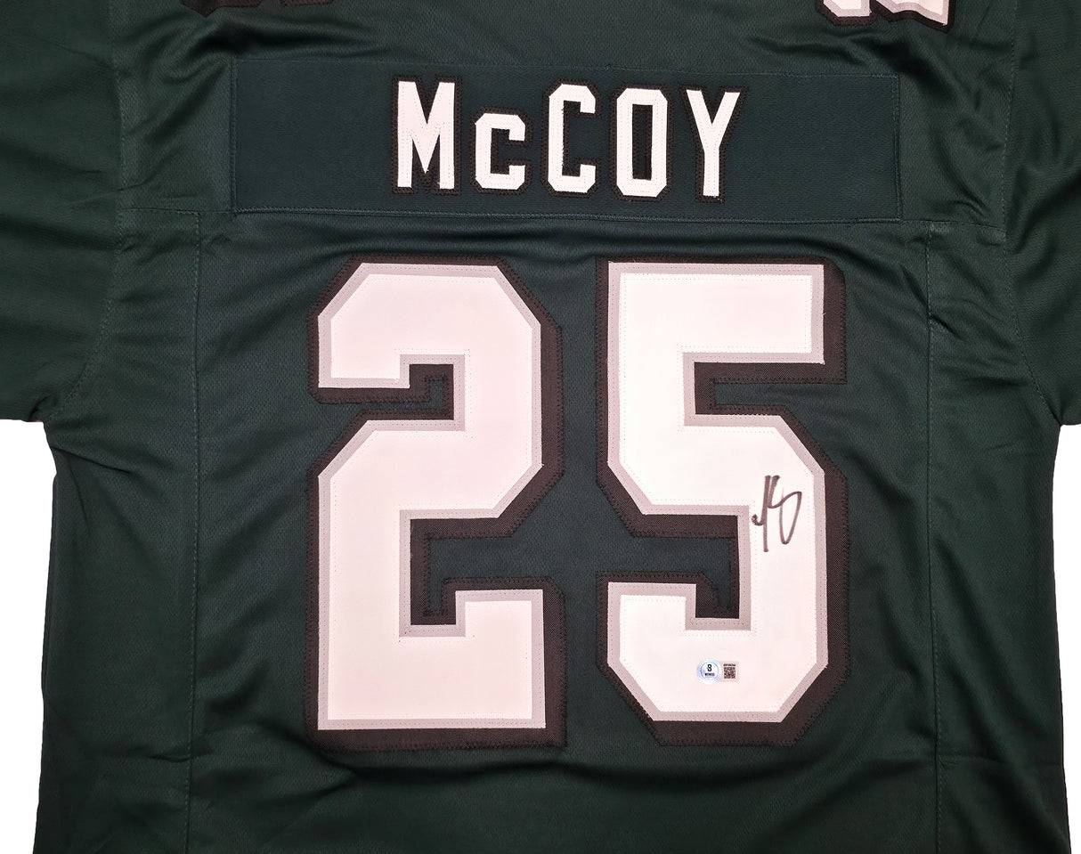 Philadelphia Eagles LeSean McCoy Autographed Green Jersey Beckett BAS Witness Stock #267437