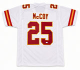 Kansas City Chiefs LeSean McCoy Autographed White Jersey Beckett BAS Witness Stock #267438