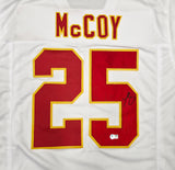 Kansas City Chiefs LeSean McCoy Autographed White Jersey Beckett BAS Witness Stock #267438