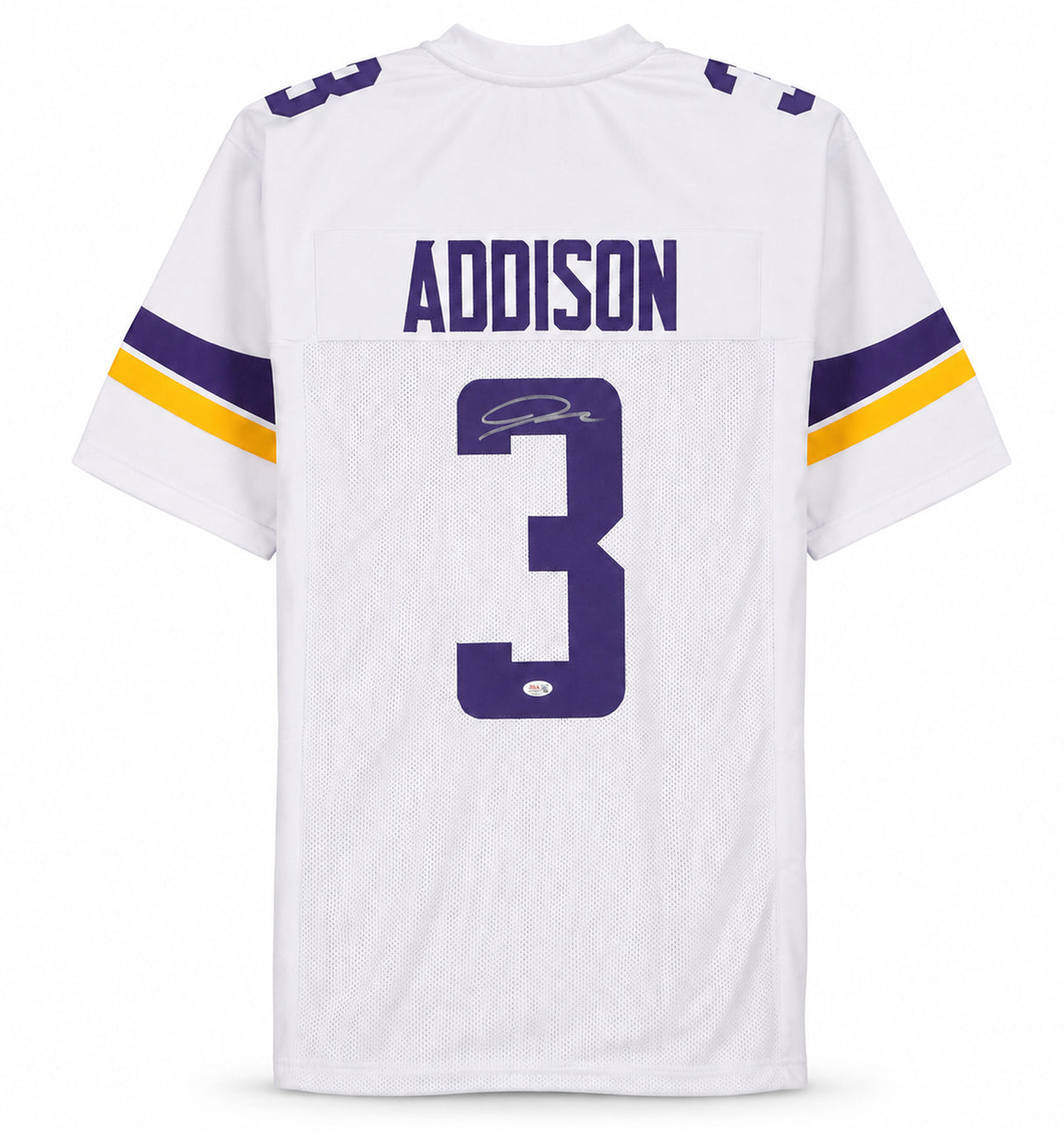 Minnesota Vikings Jordan Addison Autographed White Jersey JSA Witness Stock #267432