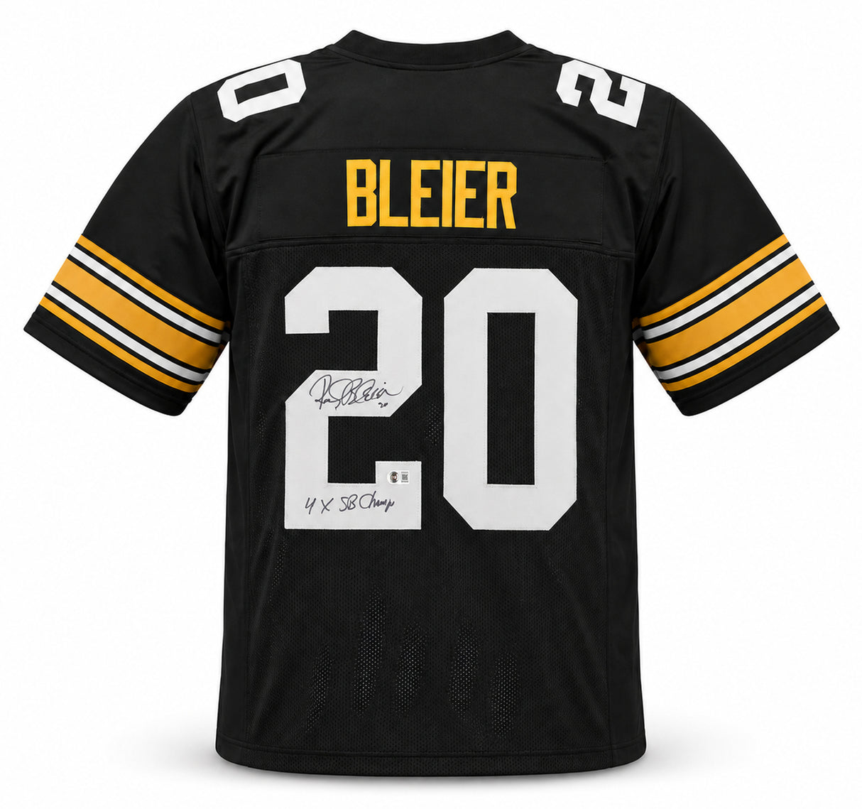 Pittsburgh Steelers Rocky Bleier Autographed Black Jersey "4x SB Champs" Beckett BAS Witness Stock #267504
