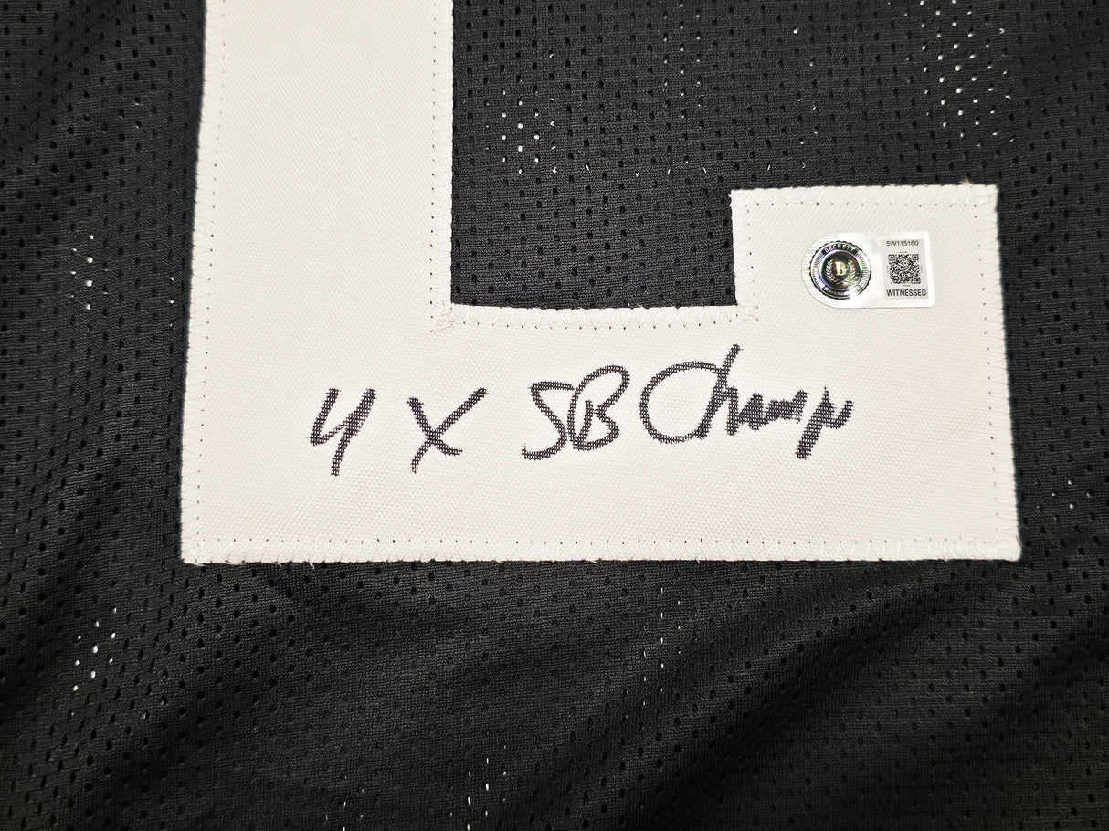Pittsburgh Steelers Rocky Bleier Autographed Black Jersey "4x SB Champs" Beckett BAS Witness Stock #267504