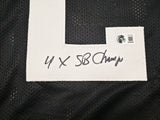 Pittsburgh Steelers Rocky Bleier Autographed Black Jersey "4x SB Champs" Beckett BAS Witness Stock #267504