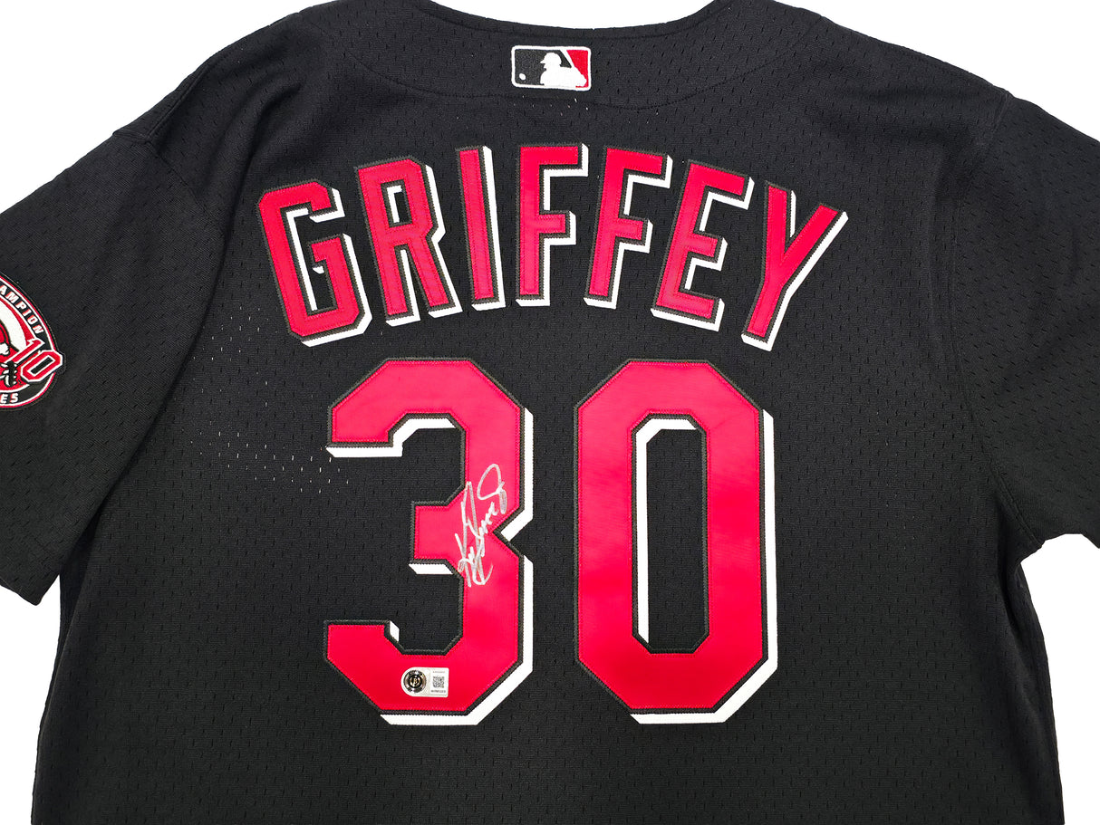 Cincinnati Reds Ken Griffey Jr. Autographed Black Authentic Mitchell & Ness Authentic BP Jersey Size 48 Beckett BAS Witness Stock #267478