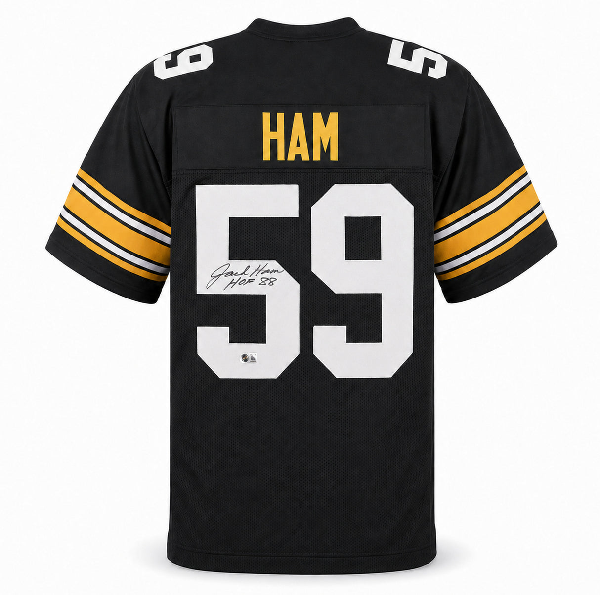 Pittsburgh Steelers Jack Ham Autographed Black Jersey "HOF 88" Beckett BAS Witness Stock #267503