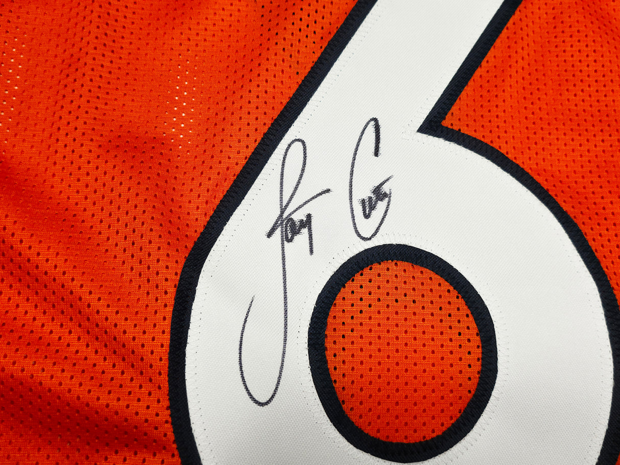 Denver Broncos Jay Cutler Autographed Orange Jersey Beckett BAS Witness Stock #267506