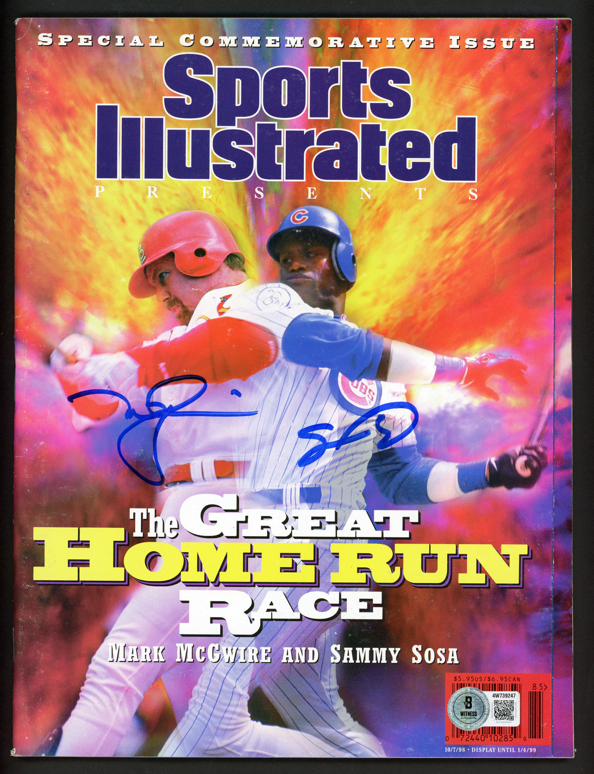 Sammy Sosa & Mark McGwire Autographed Sports Illustrated Magazine 'The Greatest Home Run Race' Chicago Cubs, St. Louis Cardinals Beckett BAS Witness Stock #267407