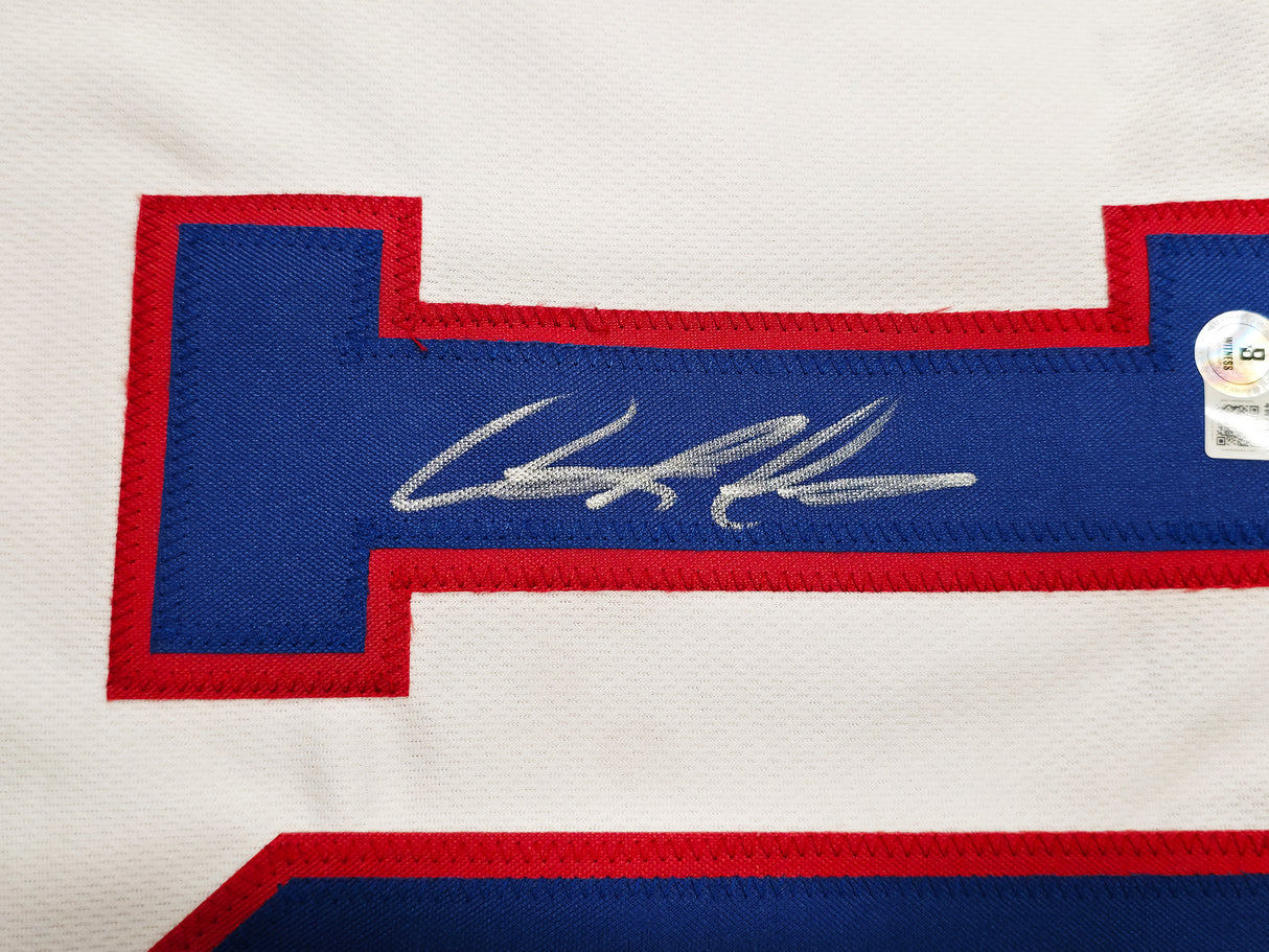 Detroit Pistons Dennis Rodman Autographed White Jersey Beckett BAS Witness Stock #267416