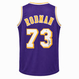 Los Angeles Lakers Dennis Rodman Autographed Purple Jersey Beckett BAS Witness Stock #267418