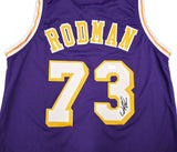 Los Angeles Lakers Dennis Rodman Autographed Purple Jersey Beckett BAS Witness Stock #267418