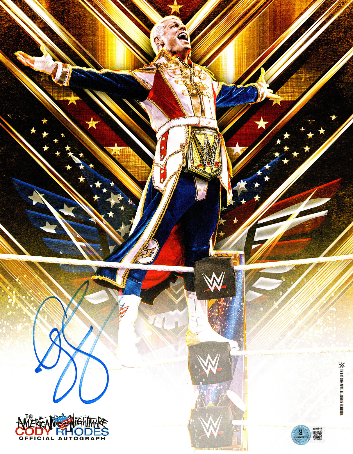 Cody Rhodes Autographed 11x14 Photo WWE The American Nightmare Beckett BAS QR Stock #267586