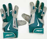 Robinson Cano Autographed 2014 Teal & Gray Nike MVP Elite Pro Game Used Batting Gloves Seattle Mariners (Single Signed) Stock #267635