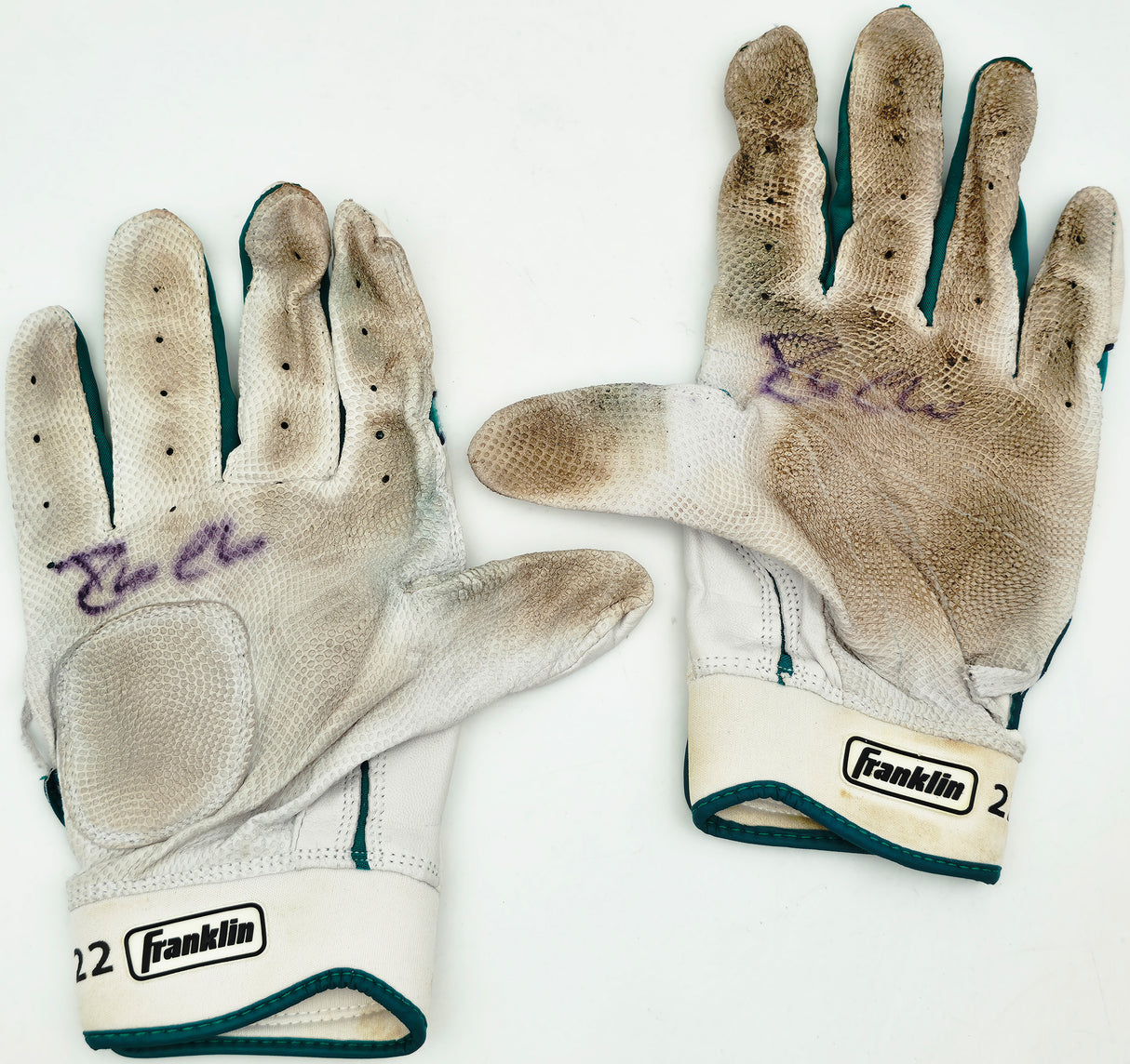 Robinson Cano Autographed White & Teal Franklin Game Used Batting Gloves Seattle Mariners PSA/DNA (Dual Signed) Stock #267638