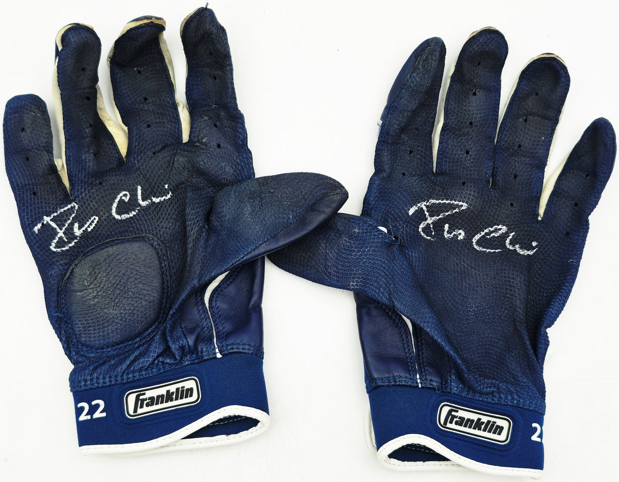 Robinson Cano Autographed Blue & White Franklin Game Used Batting Gloves Seattle Mariners PSA/DNA (Dual Signed) Stock #267641