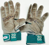 Robinson Cano Autographed Teal & Gray Nike MVP Elite Pro Game Used Batting Gloves Seattle Mariners 2014 PSA/DNA (Dual Signed) Stock #267768