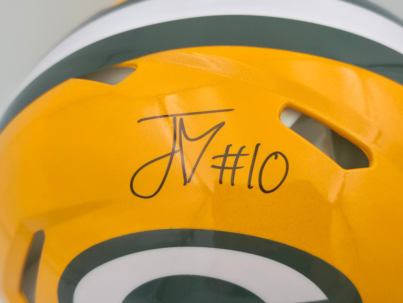 Jordan Love Autographed Green Bay Packers Yellow Full Size Authentic Speed Helmet Stock #253248