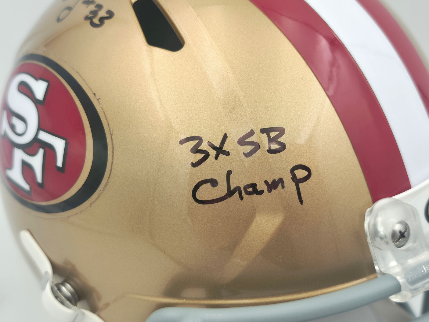 Roger Craig Autographed San Francisco 49ers Gold Full Size Speed Replica Helmet "3x SB Champs" Beckett BAS Witness Stock #253258