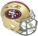 Tom Rathman Autographed San Francisco 49ers Gold Speed Mini Helmet Beckett BAS Witness Stock #253315