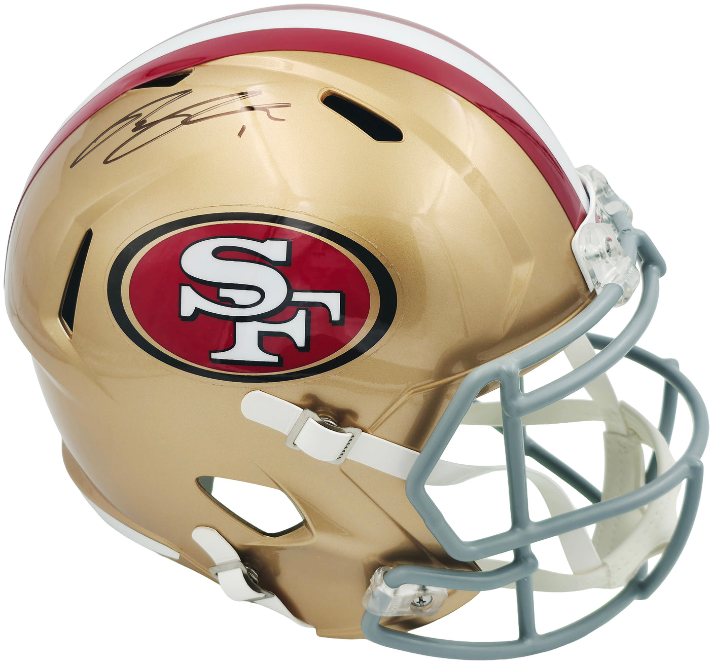 Ricky Pearsall Autographed San Francisco 49ers Gold Full Size Speed Replica Helmet Beckett BAS Witness Stock #253311