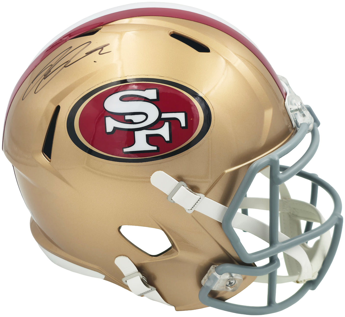 Ricky Pearsall Autographed San Francisco 49ers Gold Full Size Speed Replica Helmet Beckett BAS Witness Stock #253312