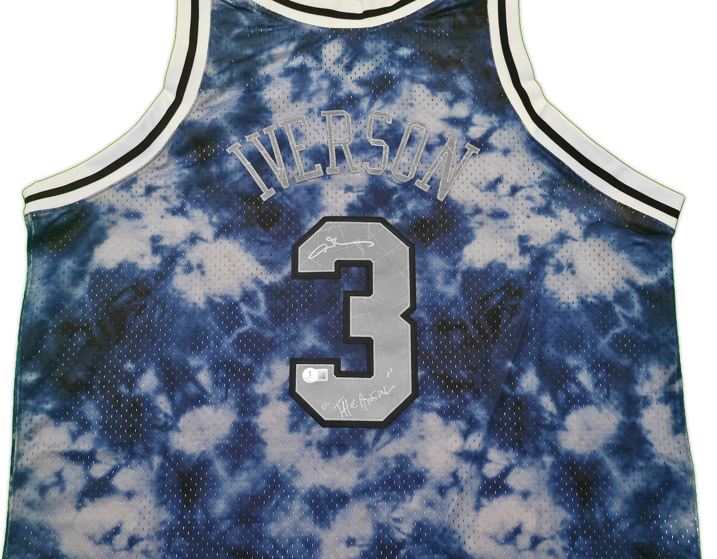 Philadelphia 76ers Allen Iverson Autographed Blue Authentic Mitchell & Ness 1996-97 HWC Swingman Galaxy Jersey Size 2XL "The Answer" Beckett BAS QR Stock #253251