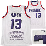 Phoenix Suns Steve Nash Autographed White Stat Jersey Beckett BAS Witness Stock #252473