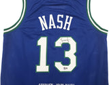 Dallas Mavericks Steve Nash Autographed Blue Stat Jersey Beckett BAS Witness Stock #252470