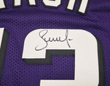 Phoenix Suns Steve Nash Autographed Purple Stat Jersey Beckett BAS Witness Stock #252472