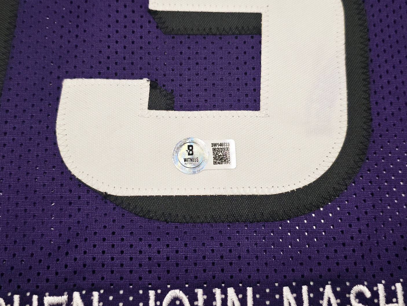 Phoenix Suns Steve Nash Autographed Purple Stat Jersey Beckett BAS Witness Stock #252472