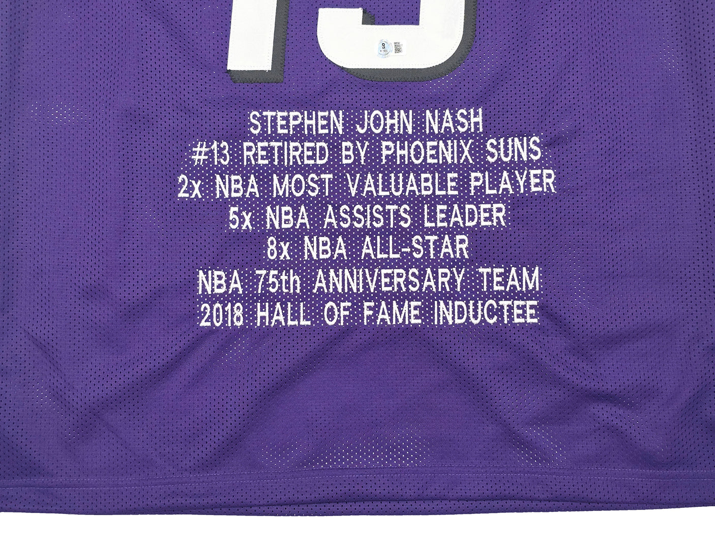 Phoenix Suns Steve Nash Autographed Purple Stat Jersey Beckett BAS Witness Stock #252472