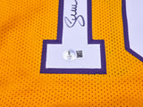 Los Angeles Lakers Steve Nash Autographed Gold Stat Jersey Beckett BAS Witness Stock #252475